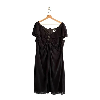 Tadashi Shoji Too Black Cocktail Dress 22Q Flutter Sleeves Formal Wedding Guest - Image 1 of 4