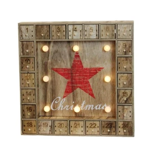 Northlight 14� B/O LED Wood Advent Calendar Wall Decor - Picture 1 of 3