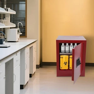 Liquid Safety Cabinet 4 Gallons/1.51L Flammable Red Hazardous Storage Cabinet - Picture 1 of 11