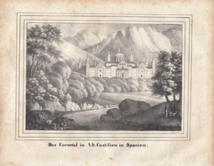 Escorial Monasterio España España Castilla Orig Litografía 1840 - Imagen 1 de 1