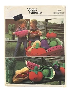 Vtg Vogue Anthropomorphic Fruits & Vegetables Plush Pattern 1566 Transfers Uncut - Picture 1 of 15