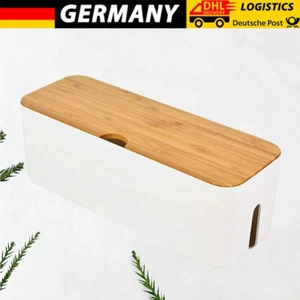 Kabel-Box Holzkiste mit Deckel Aufbewahrungsbox Kabelsammler Medium weiß - Afbeelding 1 van 11
