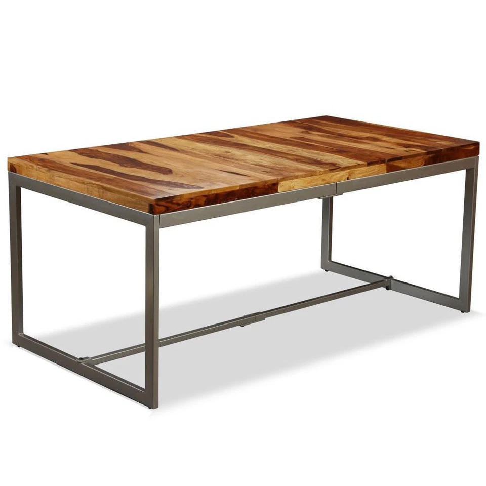 vidaXL Solid Sheesham Wood Dining Table 70.9" Steel Home Kitchen Restaurant