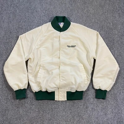 VINTAGE John Jameson Irish Whiskey Bomber Jacket Adult Large L Ivory 80s * FLAWS - Image 1 of 4