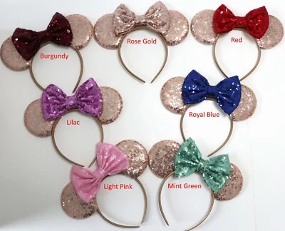 Rose Gold Mickey Minnie Mouse Ears,Rose Gold Disney Mickey Minnie Mouse HANDMADE - Image 1 of 4