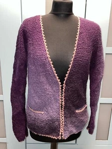 Strickjacke M - 38 Jacke HANDMADE handgestrickt mit ECHTER WOLLE 36 / S - Bild 1 von 6