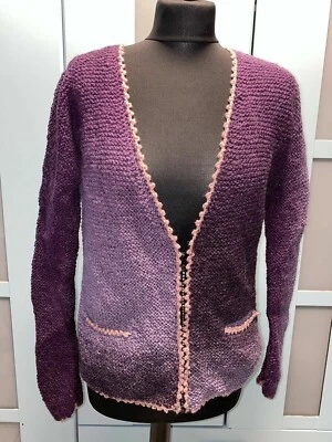 Strickjacke M - 38 Jacke HANDMADE handgestrickt mit ECHTER WOLLE 36 / S - Bild 1 von 4