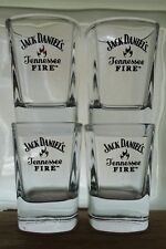4 New Barware JACK DANIELS Tennessee Fire Heavy Glass Bottom Shot Glasses
