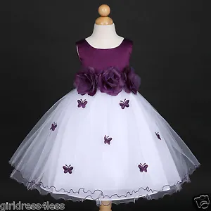 Easter Butterfly Applique Princess Wedding Flower Girl Dress 6M-10 Years Old - Picture 1 of 23