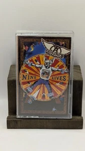 AEROSMITH Nine Lives Classic rock Sony Music 1997 Premium card  cassette tape  - Picture 1 of 3