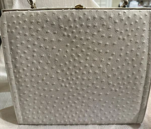 White Ostrich Leather Pocketbook NOS Made in Sydney Vintage - Picture 1 of 14