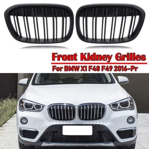 For 2016-19 BMW X1 F48 F49 Matte Black Front Kidney Grill Grille Twin Line Vent - Picture 1 of 6