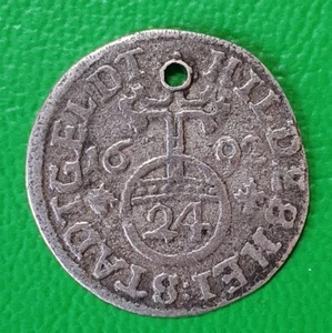 24 centavos de ciudad dinero urbano Hildesheim 1692 moneda de plata - Imagen 1 de 2