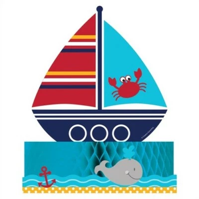 Ahoy Matey Nautical Honeycomb Centerpiece Boy Baby Shower Decorations - Image 1 of 3