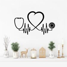 Stethoscope And Heart Wall Stickers Removable Nurse Hospital Home Medicine