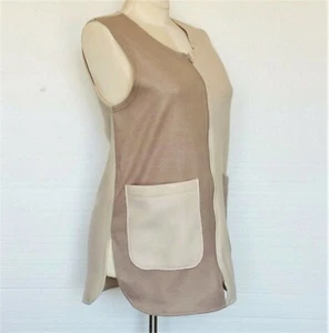 Linda Dano Top Blusa Chaleco Túnica NUEVO Dos Tonos Beige Vellón Cremallera Completa Mujer Pequeño - Imagen 1 de 8