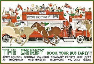 Travel Poster The Derby Horse Race by Bus   Racing Fun Print - Picture 1 of 1