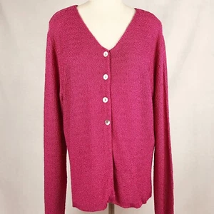 Coldwater Creek Bouclé Cardigan Womens 1X Pink  Rayon V-neckline Long Sleeves - Picture 1 of 6