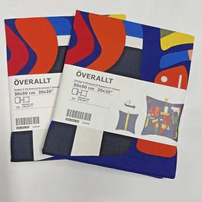 2X IKEA OVERALLT  20x 20 Cushion Cover Pillow Throw Couch Sofa Abstract,  Blue - Image 1 of 4