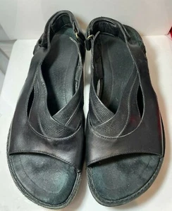 Damen Merrell Agave Riemchen Riemen Schwarze Sandalen Leder US 9 UK 7 Eu 40 - Bild 1 von 6