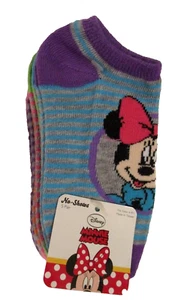 GIRLS DISNEY 5 PAIRS 6-8.5 MINNIE MICKEY DAISY PINK PURPLE STRIPED NO SHOW SOCKS - Picture 1 of 7