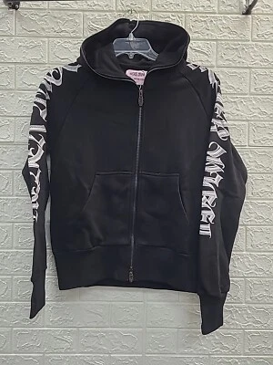 New Never Angel Long Sleeve Full Zip Hooded Black Jacket Size Medium - Image 1 of 4