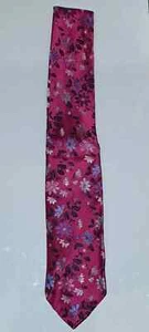Corbata de Seda Duchamp London Calidad Rosa Oscuro Floral Flores Hojas Hecha en Inglaterra - Imagen 1 de 4