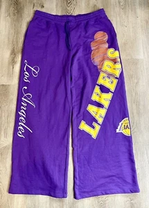 Los Angeles Lakers Sweatpants SWEET Womens 2XL NBA Wide Leg Warm-up Graphic - Picture 1 of 5