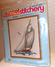 Vintage Sunset Stitchery Crewel Embroidery Kit "SAILBOAT" Barbara Jennings New