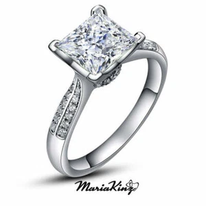 1,5 Karat Solitaire Prinzessin Brillantschliff simulierter Diamantring - Bild 1 von 9