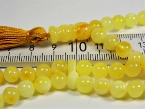 Rosario Ámbar Báltico Tasbih Islámico Musulmán 66 Cuentas de Oración Redondas 7mm 15gr. 3307 - Imagen 1 de 13