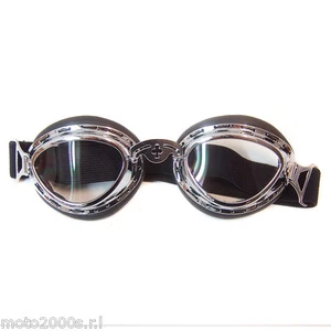 OCCHIALI VINTAGE HARLEY CLASSIC MOTO CUSTOM CROMO CUOIO NERO LENTI TRASPARENTI - Foto 1 di 1