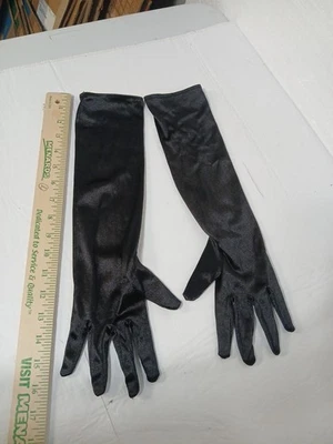 Luvas longas femininas lisas brilhantes brilhantes cinco dedos casamento fascínio luvas elegantes - Imagem 1 de 4