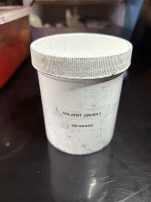 Solvent Green 3 Dye Powder 100 Gram In Sturdy Plastic Jar for candles and smoke - Image 1 of 3