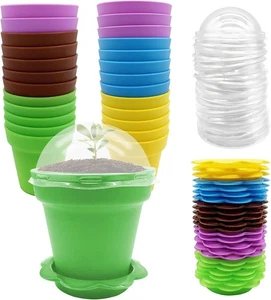 25 Packs Cupcake Plant Nursery Pots with Humidity Dome-Small Flower 25 - Picture 1 of 6