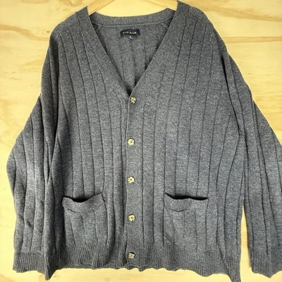 DE COLECCIÓN CLUB ROOM 100% LANA DE CORDERO - XL - CARBÓN Azul Marino Años 90 Grueso Abuelo Foto 1 de 4