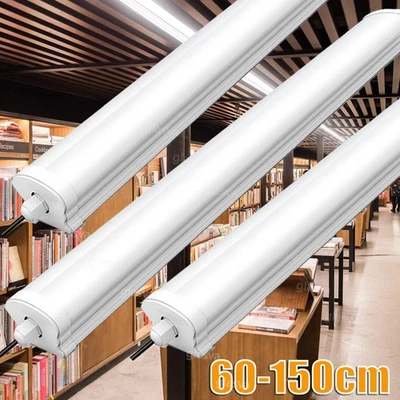 60/90/120/150 cm LED wet room light fixture workshop lamp basement tubes - Image 1 of 4