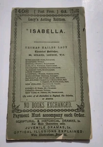 RARE Play Script Isabella Or The Fatal Marriage Thomas Southern 1800s Lacy's Vtg - Bild 1 von 7