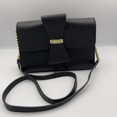 Bandolera Betsey Johnson Negra Corbata Affair Lazos Forro Floral Nueva Sin Etiquetas Foto 1 de 4