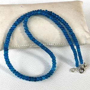 Madagaskar Blau Apatit 3,5-6 mm Glatt Rondell Perlen Edelstein Halskette 16 - Bild 1 von 9