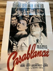 Casablanca Vintage Movie Poster 27x40 - Bogart, Bergman, Lorre - Picture 1 of 3
