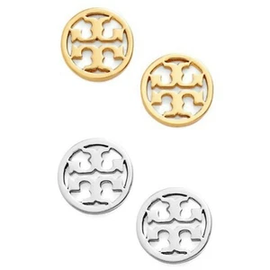 HIGH FASHION STUD EARRINGS DUO- YELLOW GOLD & SILVER SET OF 2 - Picture 1 of 9