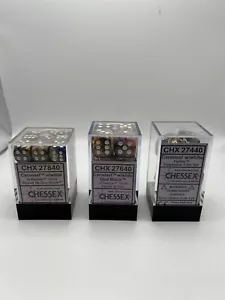 Chessex Dice (36) 12mm (12) 16mm and Polyhedral Dice sets Carousel/White - Picture 1 of 7