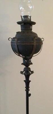 Lámpara de pie antigua de hierro y latón/bronce de los años 1890 para piano real Foto 1 de 4