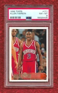 1996 TOPPS #171 ALLEN IVERSON PSA 8 NM-MINT ROOKIE RC HOF PHILADELPHIA 76ERS - Picture 1 of 1