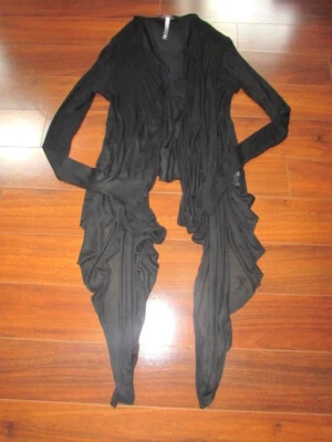 KENSIE ~ Talla Pequeña ~ Cárdigan Negro CASCADA Alto Bajo Fluido Sobre Topper c16 Foto 1 de 4