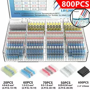 800Pcs Solder Seal Sleeve Heat Shrink Butt Terminals Wire Connectors Waterproof - Picture 1 of 12