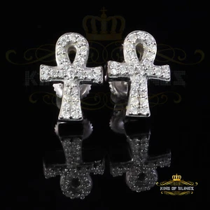 925 White Silver 0.25ct VVS 'D' Moissanite Ankh Stud Earring Men's/Womens - Picture 1 of 12