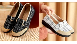 Women's Mesh Flats Shoes Comfort Soft Breathable Low Heel Lifted Loafer Shoes - Picture 1 of 11