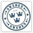 2 x Quadratische Aufkleber 7,5 cm - Schweden Reise Stempel Krone Logo Cooles Geschenk #5870